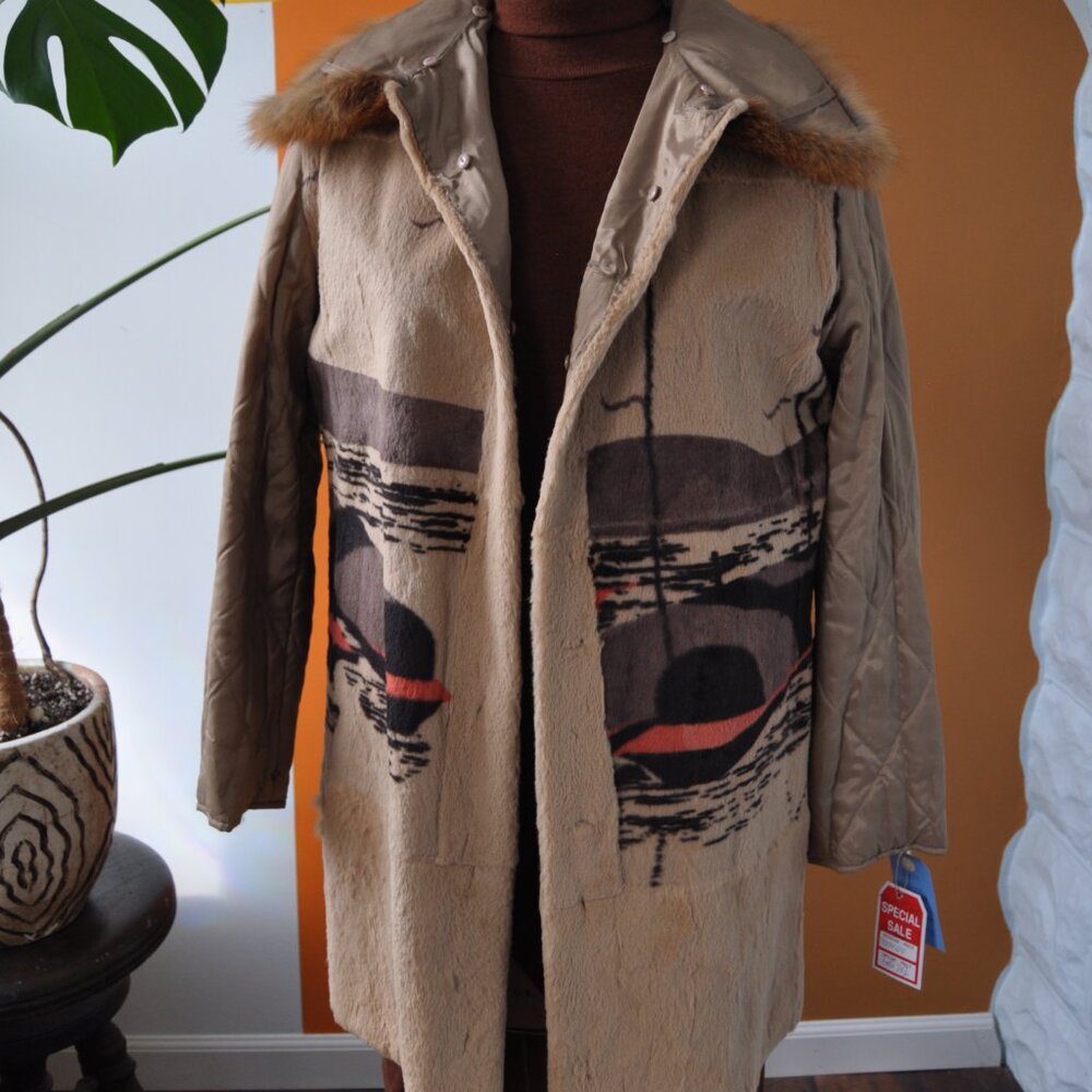 ANNA KEL vintage 2 in 1 corduroy jacket REAL FUR